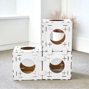 한발뚝딱 고양이 스크래쳐 스퀘어박스세트3PCS 화이트