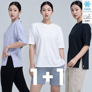 [홈앤][썸머페스타] 1+1 얼티밋기어 쿨링 프레시 여성 오버핏 반팔티 여름 냉감기능 러닝복 트레이닝복