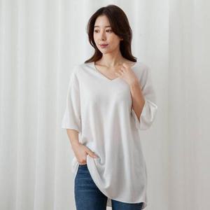 빅사이즈 504 무지브이넥스판롱반팔 DLDC898