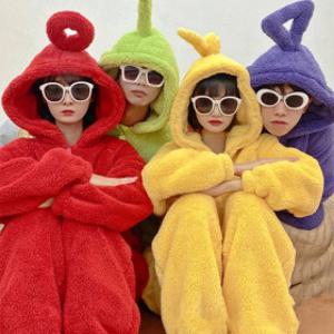 컬러데이 텔러토비  동물잠옷 겨울 여성 남성 빅사이즈 홈웨어 원피스 점프수트 캐릭터
