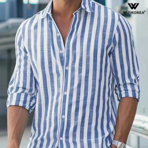 남성 스트라이프 셔츠 줄무늬 긴팔 린넨 남방 오버핏 봄 가을 WI018S