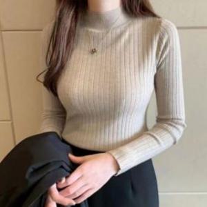 이너 골지 여자 목폴라 티셔츠 여성 목티 반목 얇은
