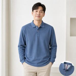 남성 순면 긴팔 카라티 캐주얼 폴로 셔츠 데일리 티셔츠