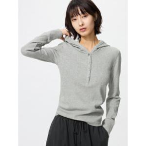 유니클로 여성 긴팔 후드 골지 티셔츠 6색