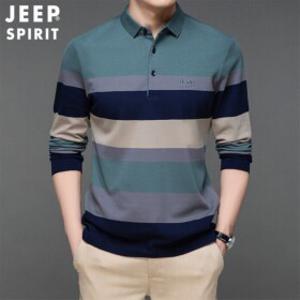 JEEP SPIRIT/지프 스피릿 남성 긴팔티 스트라이트 카라 폴 셔츠 남성 캐주얼 느슨한 긴팔 순면 셔츠 빅상즈
