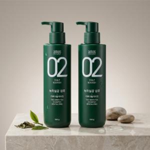 1+1 아모스 녹차실감 샴푸액 지성(산뜻한 타입) 500g