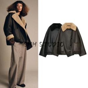 무스탕 코트 자라 ZARA ZW 컬렉션 양면 점퍼 I3548/241/087M 무스탕재킷
