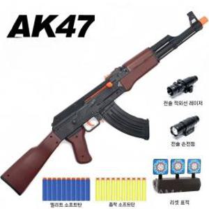 AK47 너프건 사격 장난감총 완구총 안전한 스펀지탄 EVA 에어소프트 A+풀옵션 총알40