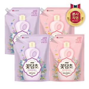 엘지생활건강 샤프란 꽃담초 섬유유연제 부케가르니 리필 1.6L x 4개 (연꽃 2개 +