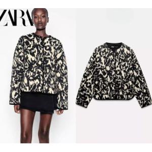 ZARA 자라 블랙 페인팅 프린트 경량 패딩 점퍼 봄 가을 얇은 경량패딩 8110506