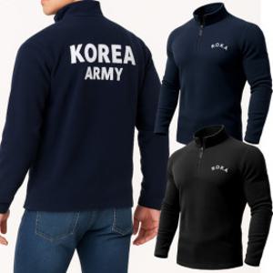 남성긴팔티셔츠 겨울 기모 반집업 후리스 스판 로카티셔츠