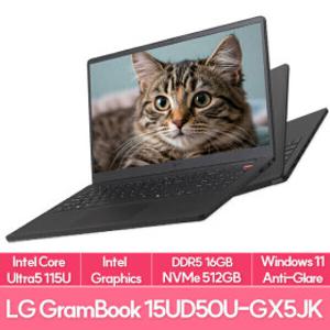 LG전자 그램북 15UD50U-GX5JK 울트라5 115U 16G 512G WIN11 듀얼업 대학생 가성비 업무용 노트북 EUF