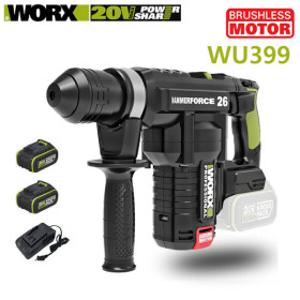 WORX WU399 충전 해머드릴 전동 함마드릴 20V 4.0Ah 배터리2개 +6A 고속충전기