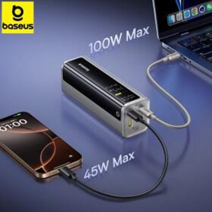 베이스어스 145W 파워뱅크 20800mAh PD 100W 고속 충전 스마트 디지털 디스플레이 휴대용 외장 배터리 노트