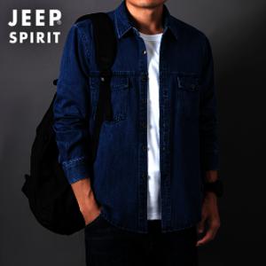 JEEP SPIRIT 남자 데님 셔츠 긴팔 청남방 멀티포켓 워크웨어 빈티지 캐주얼 봄 가을 남성 셔츠