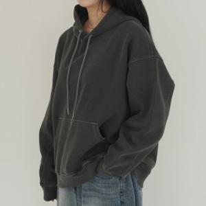 SANS 자체제작 워싱 오버핏 후드티 남녀공용 피그먼트 무지 후드 맨투맨 티 커플 빅사이즈 스트릿 티셔츠