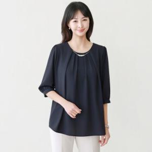 드리다 여성 진주 네크리스 빅사이즈 7부 쉬폰 블라우스 미시 엄마옷 하객 상견례 오피스