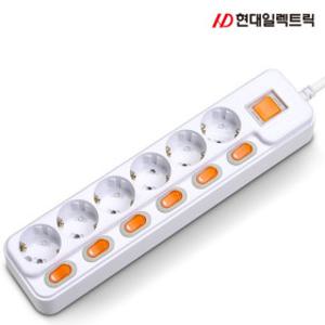 현대 국내생산 개별 과부하차단 6구 1.5M 3M 5M 10M 멀티탭 16A KC인증