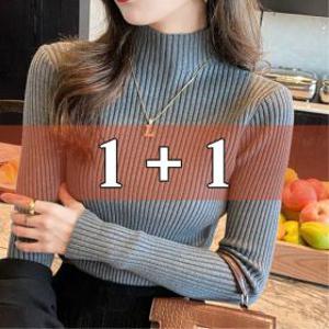 1+1 여성 반폴라 골지 니트티 7컬러 터틀넥 목폴라 반목티 베이직 기본 여자 긴팔 니트