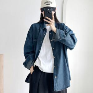 내추럴무드 데님 오버핏 셔츠 낙낙 예쁜 루즈함 데일리 캐주얼 커플룩 청남방 빅사이즈까지