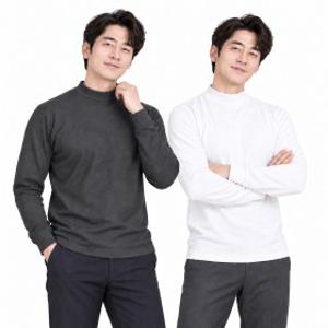 1+1 겨울 남자 국산 면스판 반 목폴라티셔츠 YSTD1002