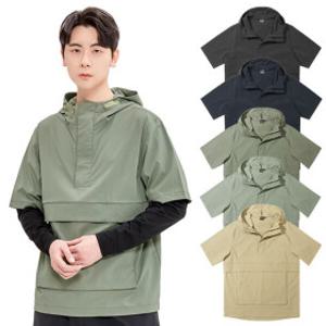 하루비나 자모크 아노락 반팔 바람막이 후드자켓 남여공용 빅사이즈 S~4XL 경량 반집업 간절기 단체복