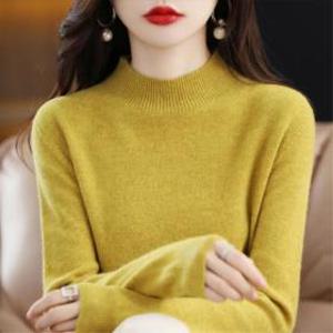 목 폴라티 목티 100% 메리노 울 캐시미어 스웨터 여성 니트 터틀넥 긴 소매 풀오버 가/겨울 의류 점퍼 탑