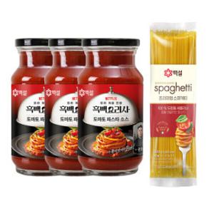 CJ 백설 토마토 파스타소스 600G 3개 + 스파게티면 1개