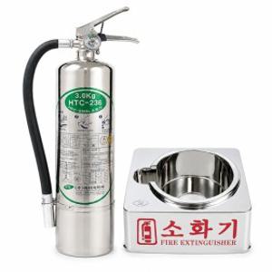 HFC-236fa 소화기 3.0kg + 크롬받침대 세트구성 하론대체용 가스계 가스식 청정
