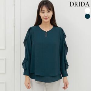 드리다 엄마옷  여자 봄 진주 프릴 쉬폰 빅사이즈 흰색 블라우스 40-50대 중년여성