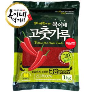 복이네먹거리  국산고춧가루 그린 매운맛(청양20%) 김치용 고추가루 1kg 26년 햇고춧가루