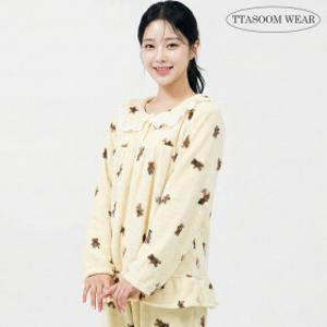 따숨웨어 여성 수면 잠옷 세트 극세사 기모 겨울 여자 파자마 홈웨어 커플 DWS5F23