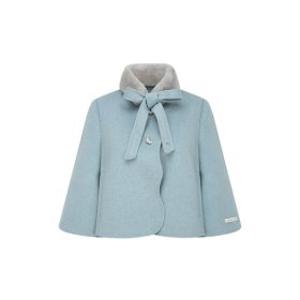 (JJ지고트)JJ JIGOTT 머플러 울 케이프 핸드메이드 코트 (MELANGE BLUE)_CC