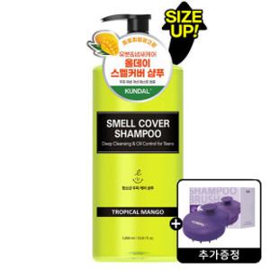 쿤달 대용량 올데이 정수리냄새커버 청소년샴푸 트로피컬망고 1000ml+증정) 두피브러쉬