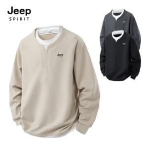 지프스피릿 JEEP SPIRIT 데일리 와플 텍스처 헨리넥 긴팔 티셔츠 2504
