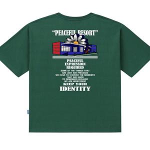 [트립션] PEACEFUL RESORT GRAPHIC 티셔츠 - 그린