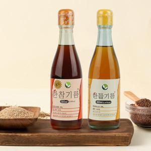 통들깨 100% 들기름 300ml 2병 통참깨 참기름 볶음참깨 들깨