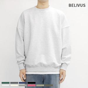 빌리버스 남자 맨투맨 BMD145 목 안 늘어나는 오버핏 티셔츠