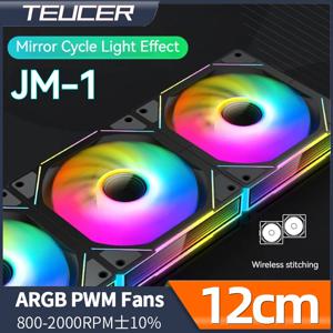 Teucer JM-1 PC 케이스 선풍기 미러 사이클 케이블 포함, ARGB 120mm, 12V, 4 핀 PWM, 저소음 섀시, 수냉식 환풍기, 싱글 팩