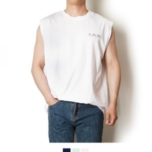 오버핏 서핑 나시 남성 데일리 민소매 티셔츠 프린팅