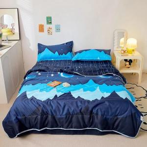 블루 스타문 여름 부드러운 에어컨 이불 하트 베어 프린트 홈 더블 침대 소파 담요 성인용 180x220cm