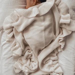 신생아용 니트 포대기 담요, 러플 유모차 담요, 침구 용품, 유아용 낮잠 침대 커버