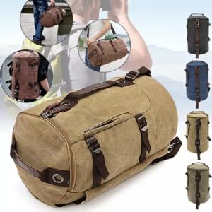남성용 대용량 여행 가방, 등산 배낭, 캔버스 버킷 숄더 백팩