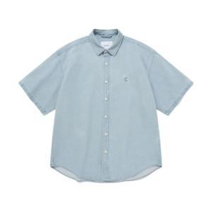 국내매장판 커버낫 셔츠 C 로고 데님 반팔 블루 158255