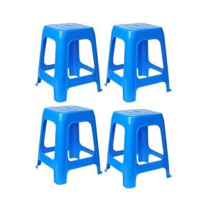 고하중 튼튼한 업소용 플라스틱 보조 의자 4p 파랑 4개 야외용 사각의자