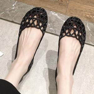 (색상:화이트 | 사이즈:250)SSH24008 러나스 아쿠아 젤리 플랫 슈즈 여성용예쁜 여자 신발 여름
