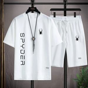 한국 남성 운동복 반팔 티셔츠 및 스포츠 반바지, 여름 캐주얼 의상, 조거 세트, 남성용 투피스 세트