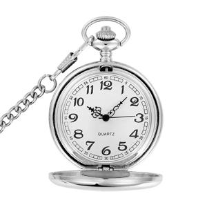 남녀공용 실버 부드러운 쿼츠 포켓 시계, 목걸이 시계, 금속 스테인레스 스틸 시계 펜던트, 짧은 체인 선물