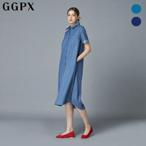 [GGPX] 셔츠형 롤업 소매 데님 원피스 (GO5OP003F)