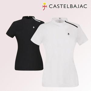 [까스텔바작]여름 여성 골프웨어 펀칭 지퍼 기능성 여자 슬림핏 골프티 셔츠